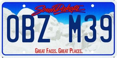 SD license plate 0BZM39