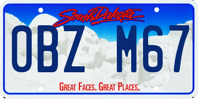SD license plate 0BZM67