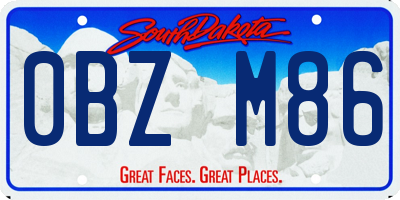 SD license plate 0BZM86