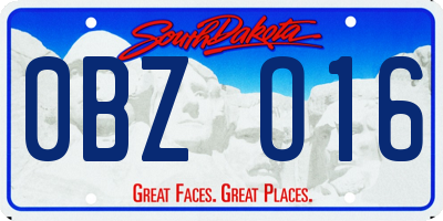 SD license plate 0BZO16