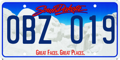 SD license plate 0BZO19