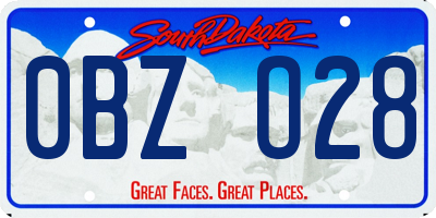 SD license plate 0BZO28