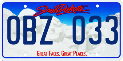 SD license plate 0BZO33