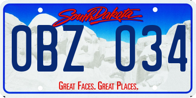 SD license plate 0BZO34