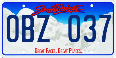 SD license plate 0BZO37