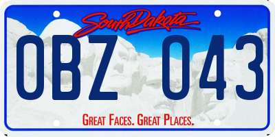 SD license plate 0BZO43