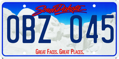SD license plate 0BZO45