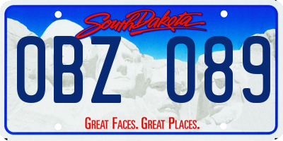 SD license plate 0BZO89