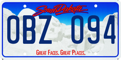 SD license plate 0BZO94