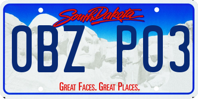 SD license plate 0BZP03