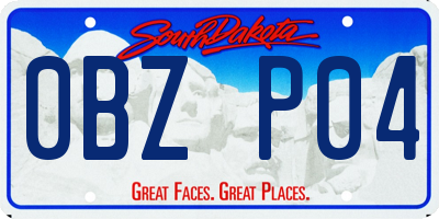 SD license plate 0BZP04