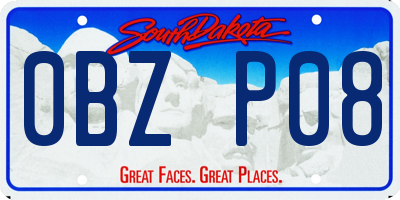 SD license plate 0BZP08