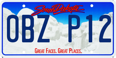 SD license plate 0BZP12