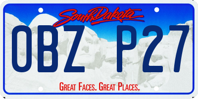 SD license plate 0BZP27