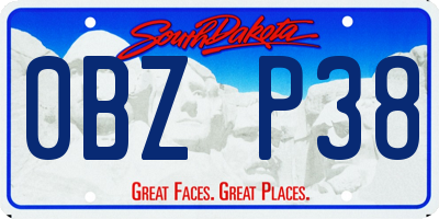 SD license plate 0BZP38