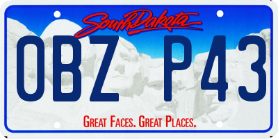 SD license plate 0BZP43