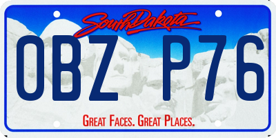 SD license plate 0BZP76