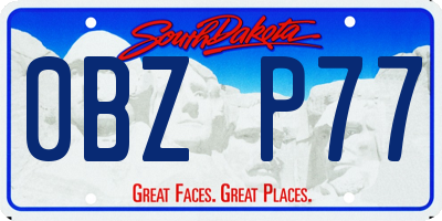 SD license plate 0BZP77
