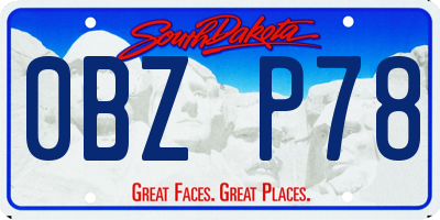 SD license plate 0BZP78