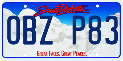 SD license plate 0BZP83