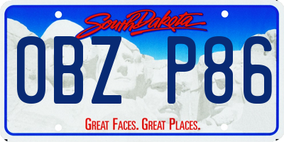 SD license plate 0BZP86