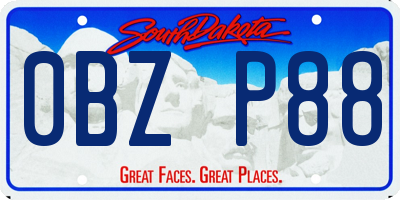 SD license plate 0BZP88