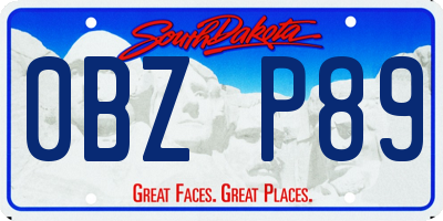 SD license plate 0BZP89