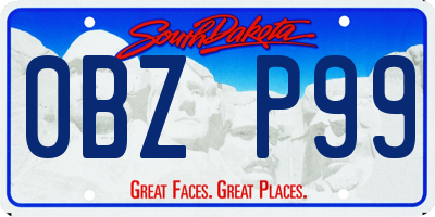 SD license plate 0BZP99