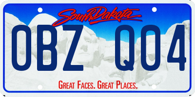 SD license plate 0BZQ04