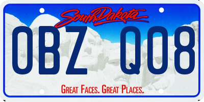 SD license plate 0BZQ08