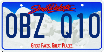 SD license plate 0BZQ10
