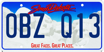 SD license plate 0BZQ13