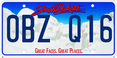 SD license plate 0BZQ16