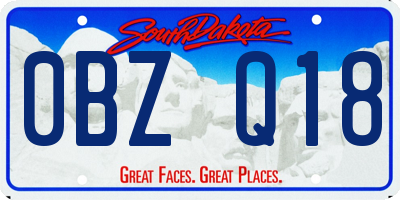 SD license plate 0BZQ18