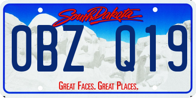 SD license plate 0BZQ19
