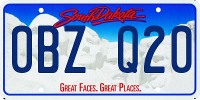 SD license plate 0BZQ20