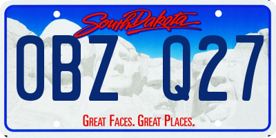 SD license plate 0BZQ27
