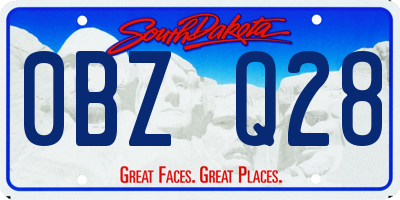 SD license plate 0BZQ28