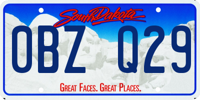 SD license plate 0BZQ29