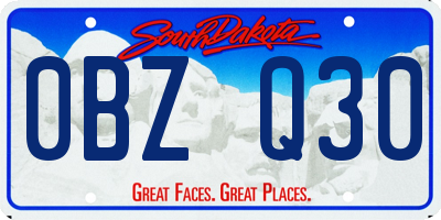 SD license plate 0BZQ30
