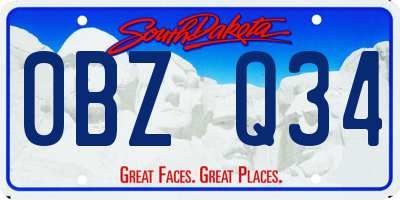 SD license plate 0BZQ34