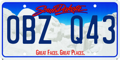 SD license plate 0BZQ43