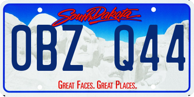 SD license plate 0BZQ44