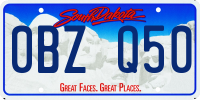 SD license plate 0BZQ50