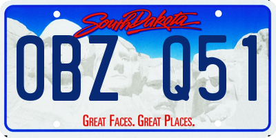 SD license plate 0BZQ51