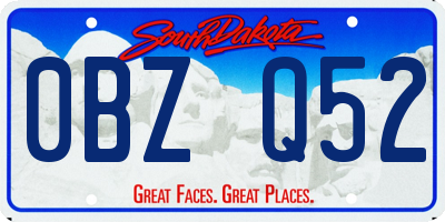 SD license plate 0BZQ52