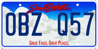 SD license plate 0BZQ57