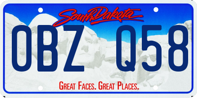 SD license plate 0BZQ58