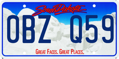 SD license plate 0BZQ59