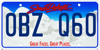 SD license plate 0BZQ60
